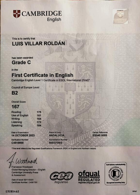 B2 Cambridge English Certificate